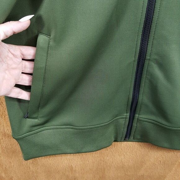 KARL LAGERFELD Track Jacket Mens Medium Green Side Stripe Zip Up Logo $149 - Picture 6 of 11